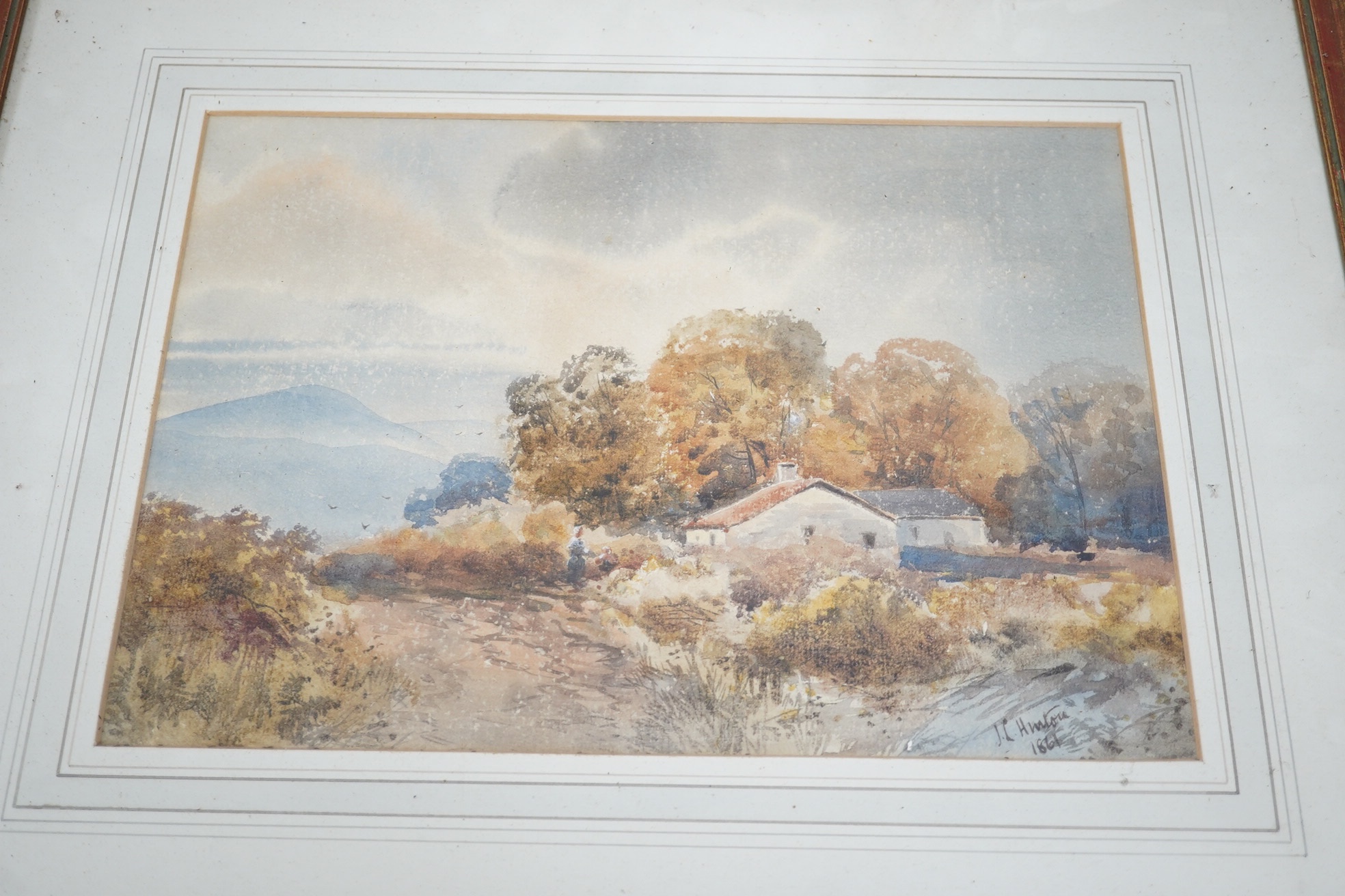 Three 19th/20th century watercolours, rural landscapes and a harbour view by J Hughes Clayton, largest 32 x 22cm